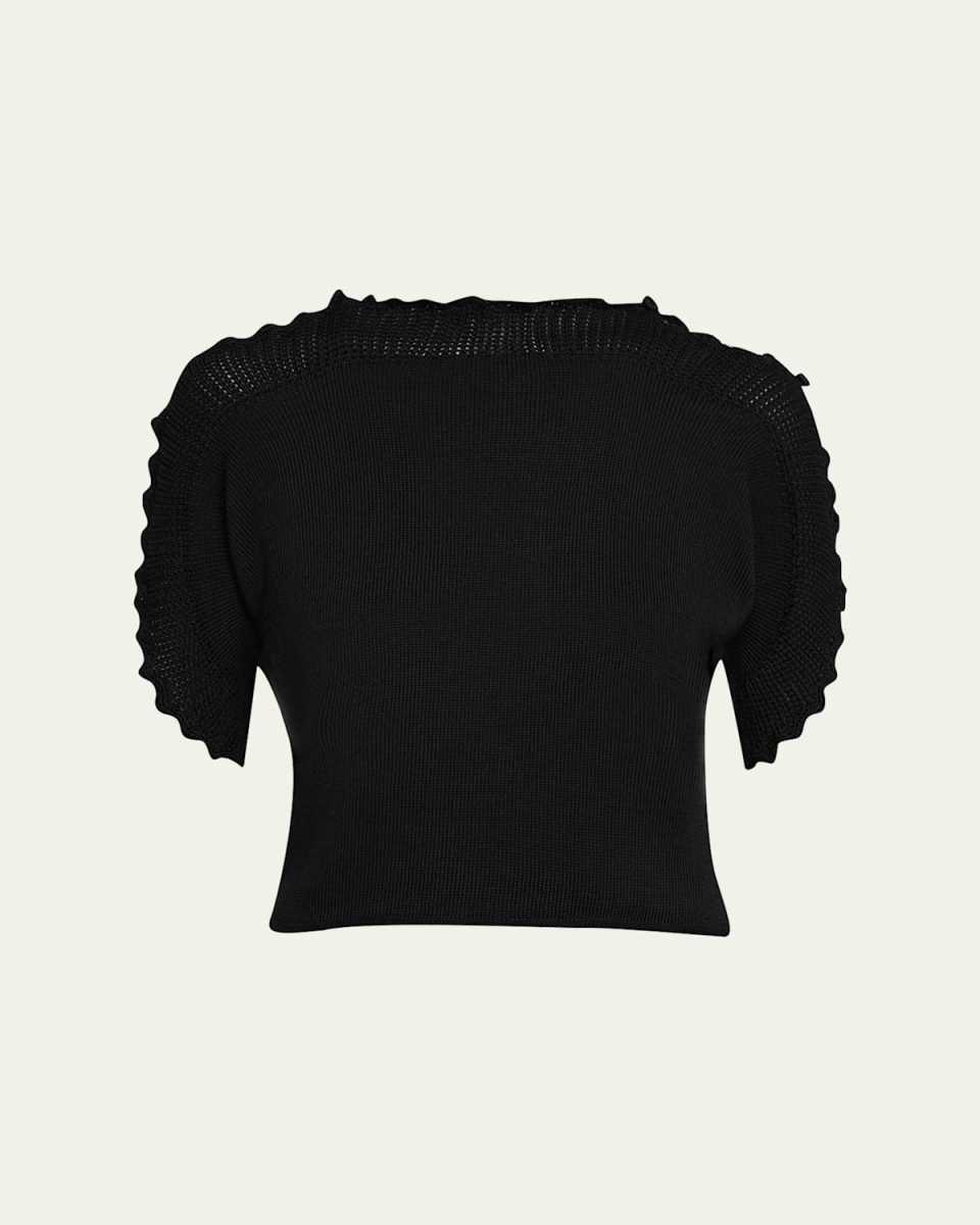 Cutout Dolman-Sleeve Knit Sweat